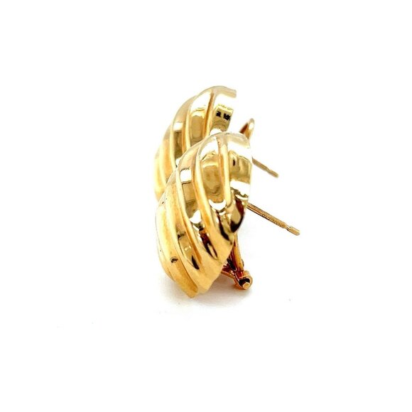 14K Gold Hollow Scalloped Earrings - Picture 4 of 8